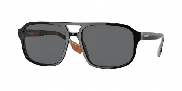 Burberry BE4320 383887 Top Black On Vintage Check/Dark Grey Square Sunglasses
