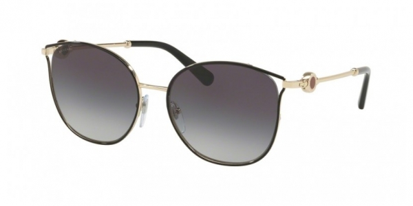 Bvlgari BV6114 20188G Black-Pale Gold/Grey Gradient Square Sunglasses in Gold