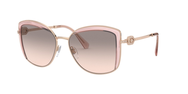 Bvlgari BV6128B 20143B Pink Gold-Transparent Pink/Pink Gradient Grey Butterfly Sunglasses