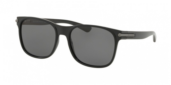 BVLGARI BV7033 Men's Polarised Square Sunglasses, Black