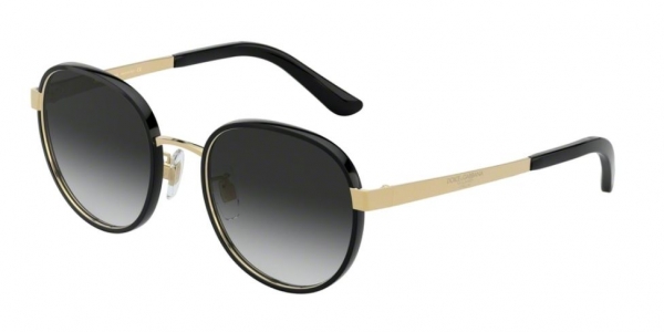Dolce&Gabbana DG2227J 02/8G Black Gold/Grey Gradient Round Sunglasses in Black