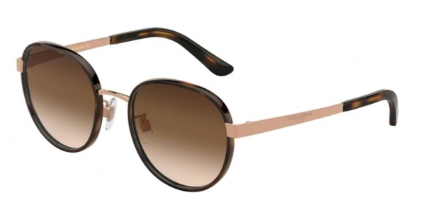 Dolce&Gabbana DG2227J 129813 Havana Rose Gold/Brown Gradient Round Sunglasses in Dark Tortoise