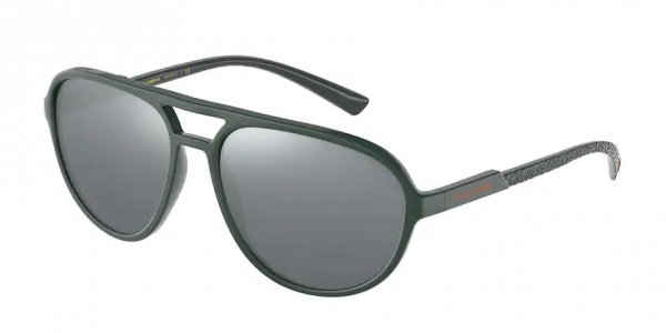 Dolce&Gabbana DG6150 32976G Matte Khaki/Light Grey Mirror Black Aviator Sunglasses