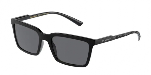 Dolce&Gabbana DG6151 252581 Matte Black/Dark Grey Polarised Rectangle Sunglasses