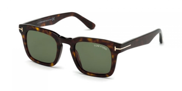 Tom Ford Dax TF751 52N Dark Havana/Green Square Sunglasses in Dark Tortoise