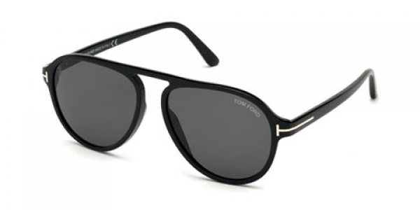Tom Ford Tony TF756 01A Shiny Black/Smoke Aviator Sunglasses in Black
