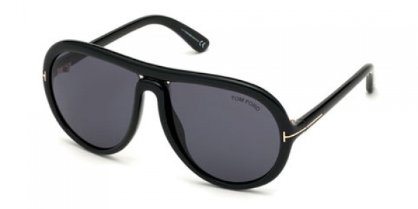 Tom Ford Cybil TF768 01A Shiny Black/Smoke Aviator Sunglasses in Black