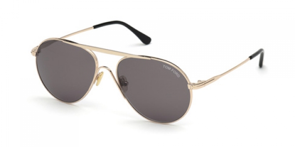 Tom Ford Smith TF773 28A Shiny Rose Gold/Smoke Aviator Sunglasses in Gold