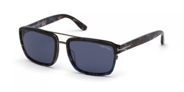 Tom Ford Andres TF780 55V Coloured Havana/Blue Square Sunglasses in Blue