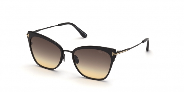 Tom Ford Faryn TF843 01B Shiny Black/Smoke Gradient Cat Eye Sunglasses