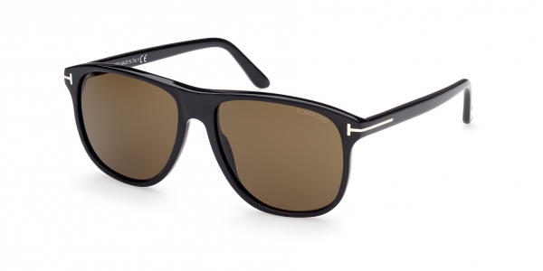 Tom Ford Joni TF905 01J Shiny Black/Brown Square Sunglasses