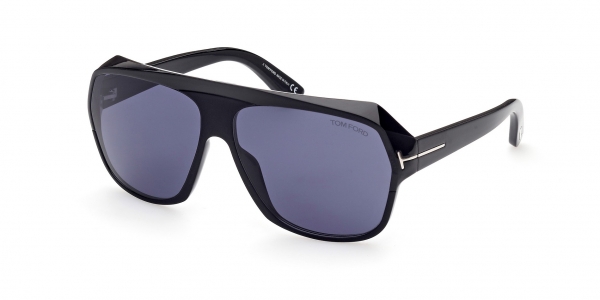 Tom Ford Hawkings-02 TF908 01V Shiny Black/Blue Square Sunglasses