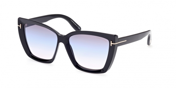 Tom Ford Scarlet-02 TF920 01B Shiny Black/Smoke Gradient Butterfly Sunglasses