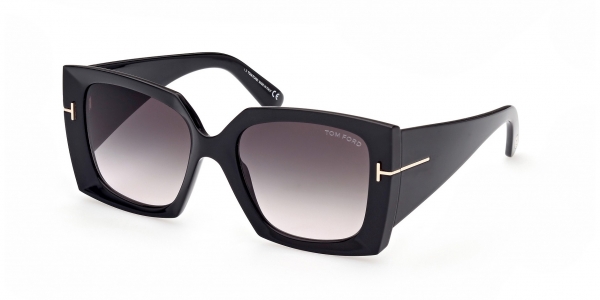 Tom Ford Jacquetta TF921 01B Shiny Black/Smoke Gradient Square Sunglasses