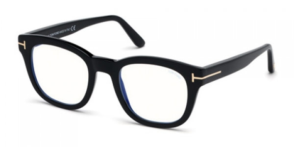 Tom Ford TF5542-B 001 Black Rectangle Glasses in Black