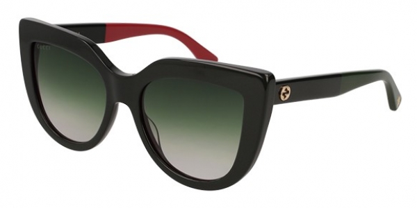 Gucci GG0164S 003 Black/Green Gradient Butterfly Sunglasses in Black
