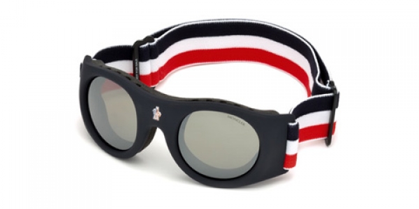 Moncler ML 0051 92C Blue/Smoke Mirror Round Sunglasses in Blue
