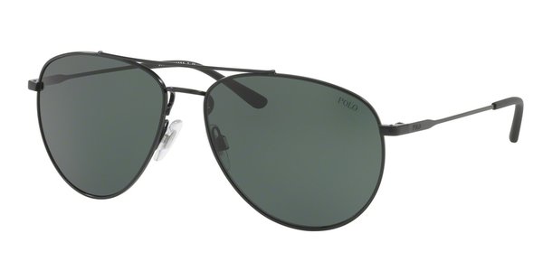 Polo Ralph Lauren PH3111 9267/71 Demishiny Black/Green Aviator Sunglasses in Black