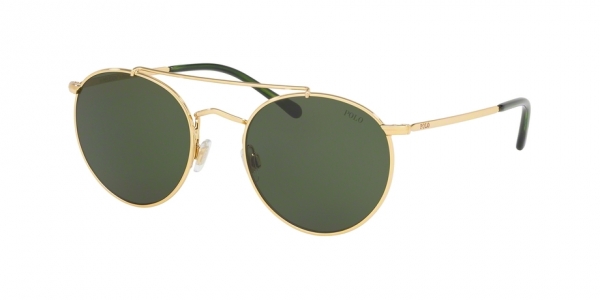 Polo Ralph Lauren PH3114 900471 Gold/Dark Green Round Sunglasses in Gold