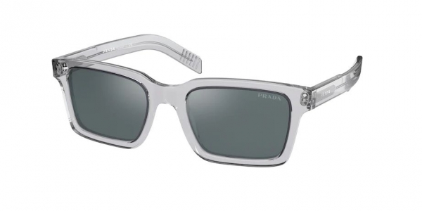 Prada SPR06W U4301A Grey Crystal/Light Blue Mirror Silver Rectangle Sunglasses