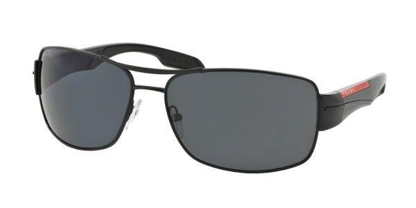 Prada Sport Linea Rossa SPS53N 1BO/5Z1 Matte Black/Polarised Grey Rectangle Sunglasses in Black