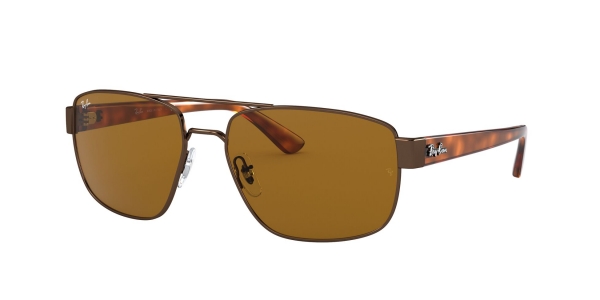 Ray-Ban RB3663 9181/33 Shiny Brown/Brown Rectangle Sunglasses in Brown