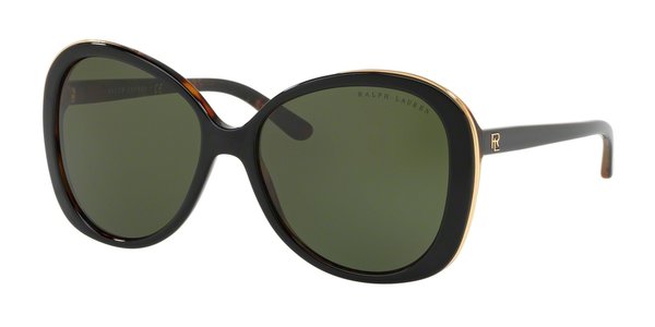Ralph Lauren RL8166 526071 Top Black-Havana Jerry/Bottle Green Butterfly Sunglasses in Black