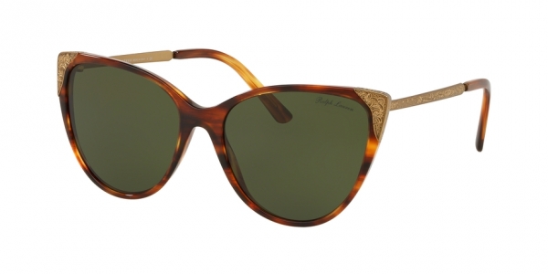 Ralph Lauren RL8172 500771 Striped Havana/Green Cat Eye Sunglasses in Light Tortoise