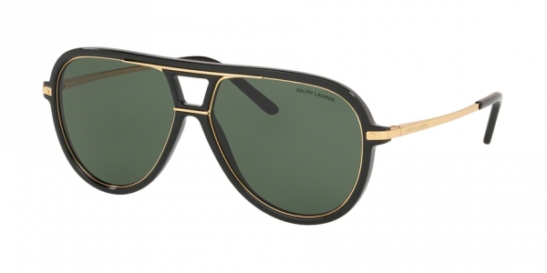 Ralph Lauren RL8177 500171 Black/Green Bottle Aviator Sunglasses in Black
