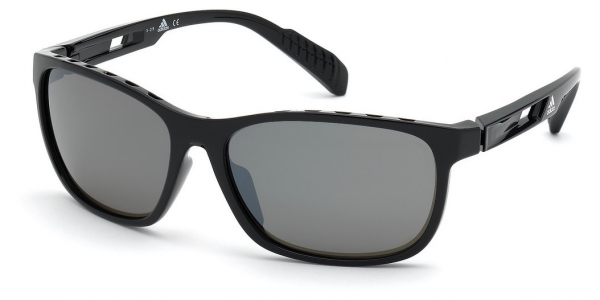 Adidas SP0014 01D Shiny Black/Smoke Polarised Rectangle Sunglasses