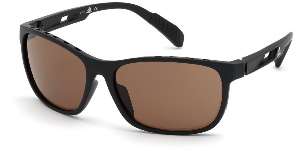 Adidas SP0014 02E Matte Black/Brown Rectangle Sunglasses
