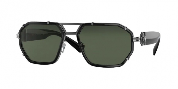 Versace VE2228 100171 Black/Dark Green Rectangle Sunglasses