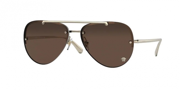 Versace VE2231 125273 Pale Gold/Dark Brown Aviator Sunglasses