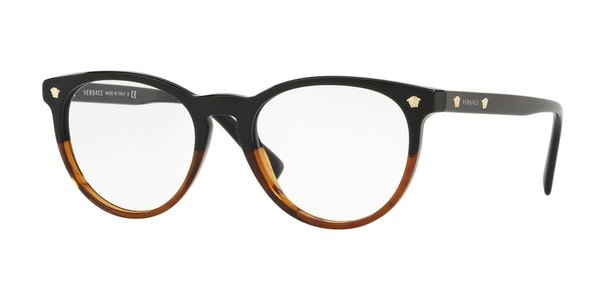 Versace VE3257 5117 Black-Havana Round Glasses in Black