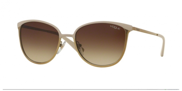 Vogue VO4002S 996S/13 Matte Beige-Brushed Gold/Brown Gradient Square Sunglasses in Brown